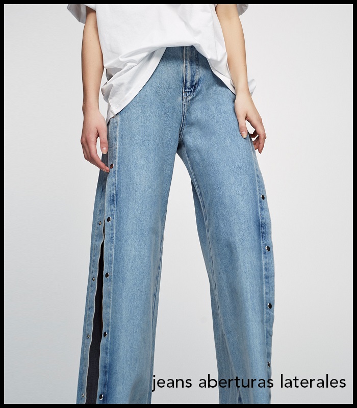 jeans con aberturas laterales y botones